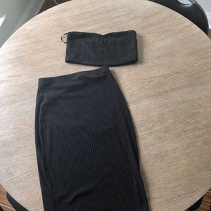 Black skirt and crop top set